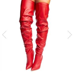 Red Over-the-Knee Boots sz 8M NEW